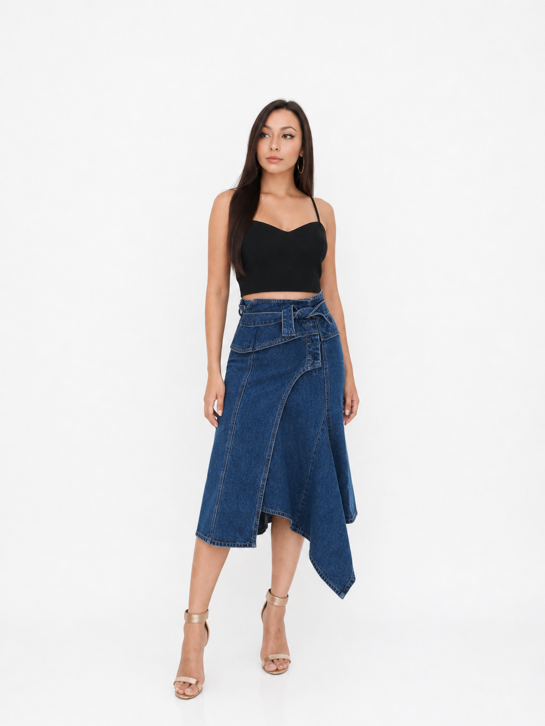 Saia Assimétrica Jeans